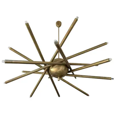 Large Brass Sputnik Fireworks Chandelier. Italy