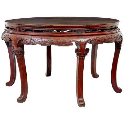 PAIR OF 19TH CENTURY RED LACQUER CHINESE DEMI LUNE TABLES