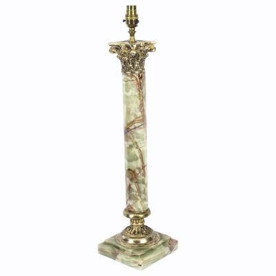 Antique French Ormolu Mounted Onyx Corinthian column table lamp C1880 19th C