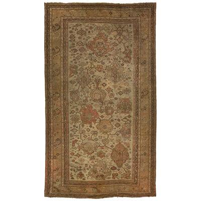 Brown Turkish Antique Oushak Wool Rug with Allover Floral Motif From The 1890's