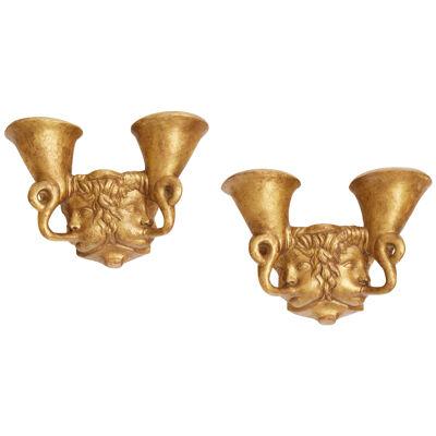 Pair of Sconces with Putti Faces Playing Horn by Vadim Androusov, circa 1947