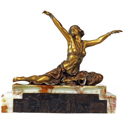 Art Deco Dancer of Thebas Bronze Sculpture by Claire Jeanne Roberte Colinet