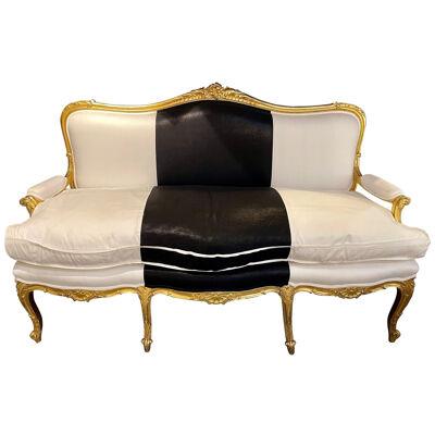 Water Gilt French Settee, Sofa or Loveseat, One of a Compatible Pair, 1930s	