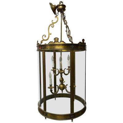 A 19th/Early 20th Century Solid Bronze Gothic Lantern, Six Lights. Circular