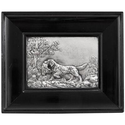 A 19th Century Silver Plated Relief Plaque Of A Hunting Dog £585.00