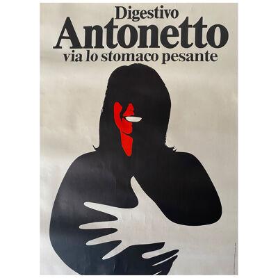 Vintage Liquor Wall Poster, Antonetto, Armando Testa, Italy 1970s
