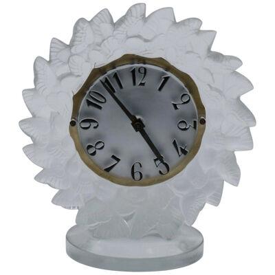 René Lalique Frosted Glass Roitelets Clock