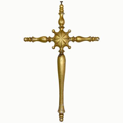 19th Century Large Gilt Wood Processional Cross