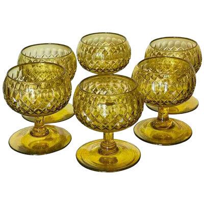 Set of 6 Antique Frederick Carder for Steuben Yellow Crystal Desert Compotes