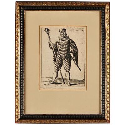 18th Century Italian Engraving of a Soldier
