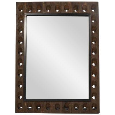 Mirror with Frame Made from Vintage French Champagne Rack